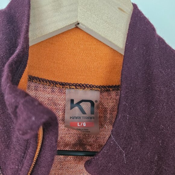 Kari Traa Lokke Half Zip Base Layer Pullover Top Sz L Ivory Burgundy Fair Isle‎ - Picture 5 of 9